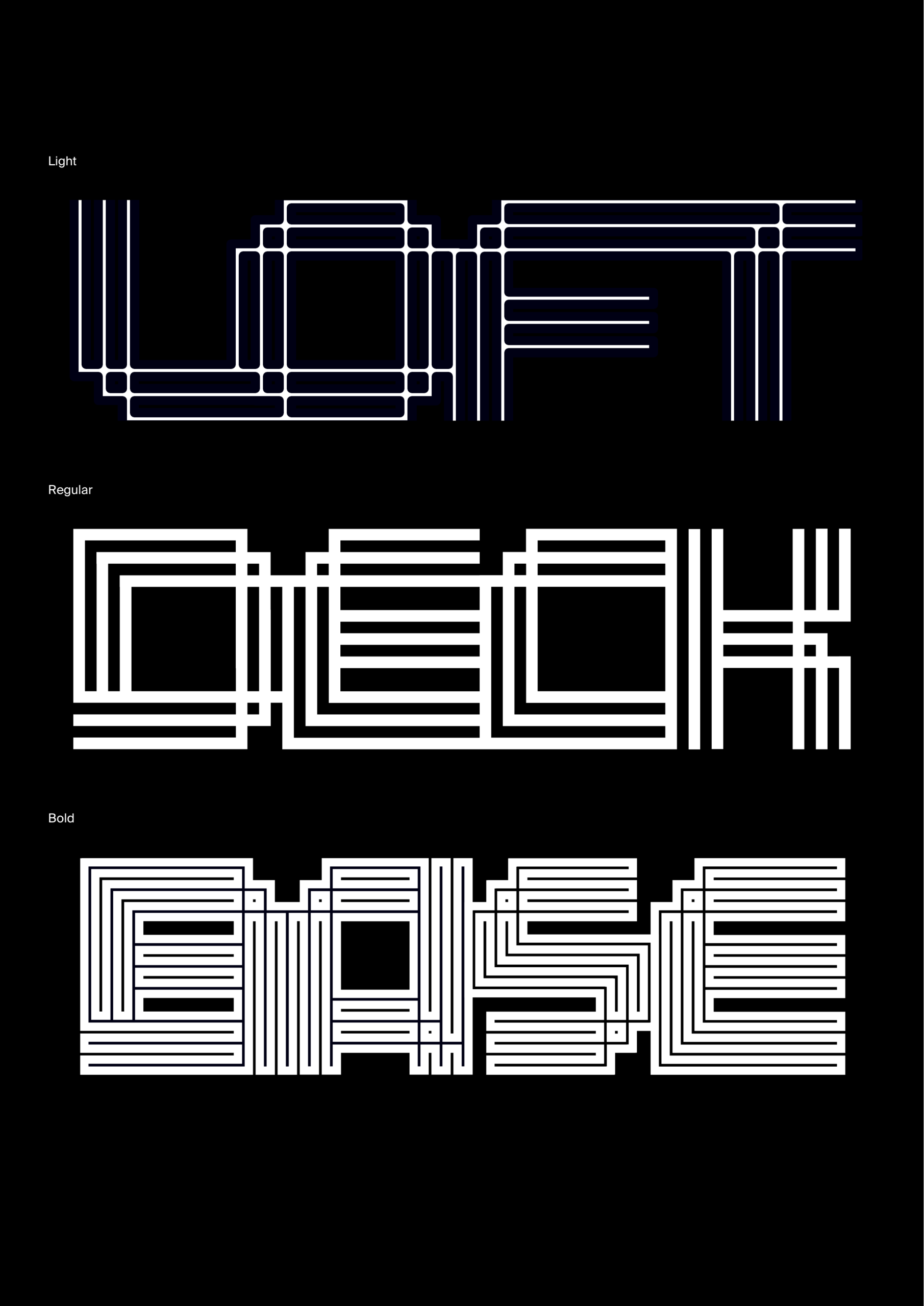 Carta Pixel typeface weights
